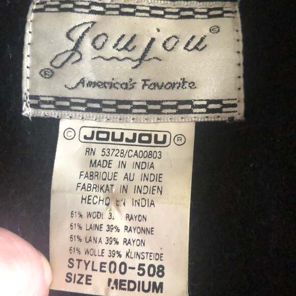 Vintage JouJou Black & Green Wool Vest, collar Camel & Cream Blanket size small - Picture 4 of 10